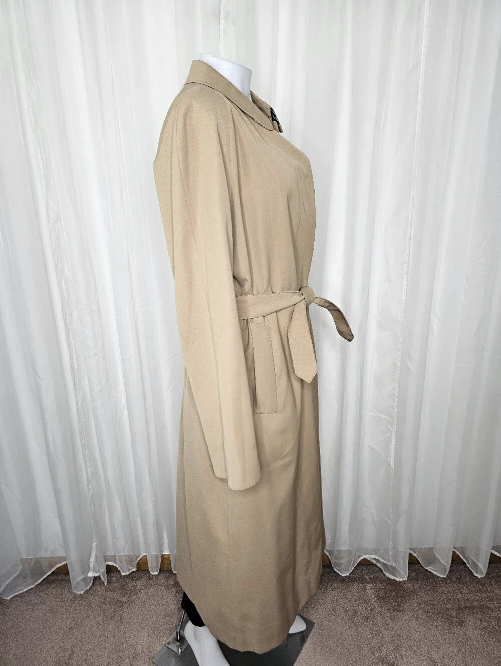 Burberry Vintage Belted Trench Coat With Wool/Camel Hair Liner Khaki Size 10 - Picture 4 of 16